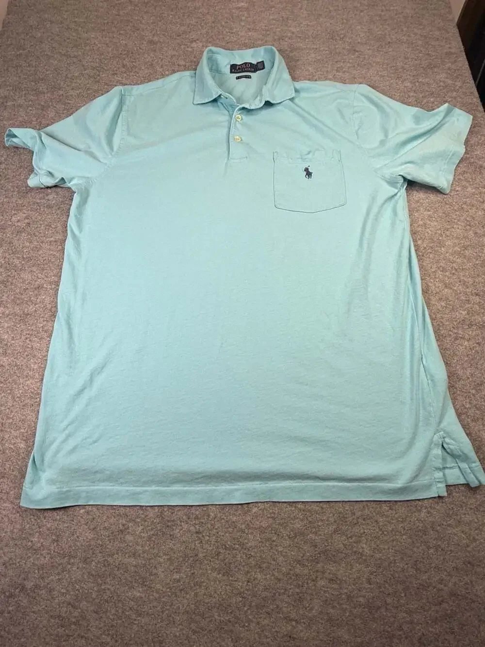 Polo Ralph Lauren Classic Fit Polo Shirt Size M Light Blue Pocket 100% Cotton